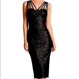 Dress the Population Alex Strappy Black Sequin XS